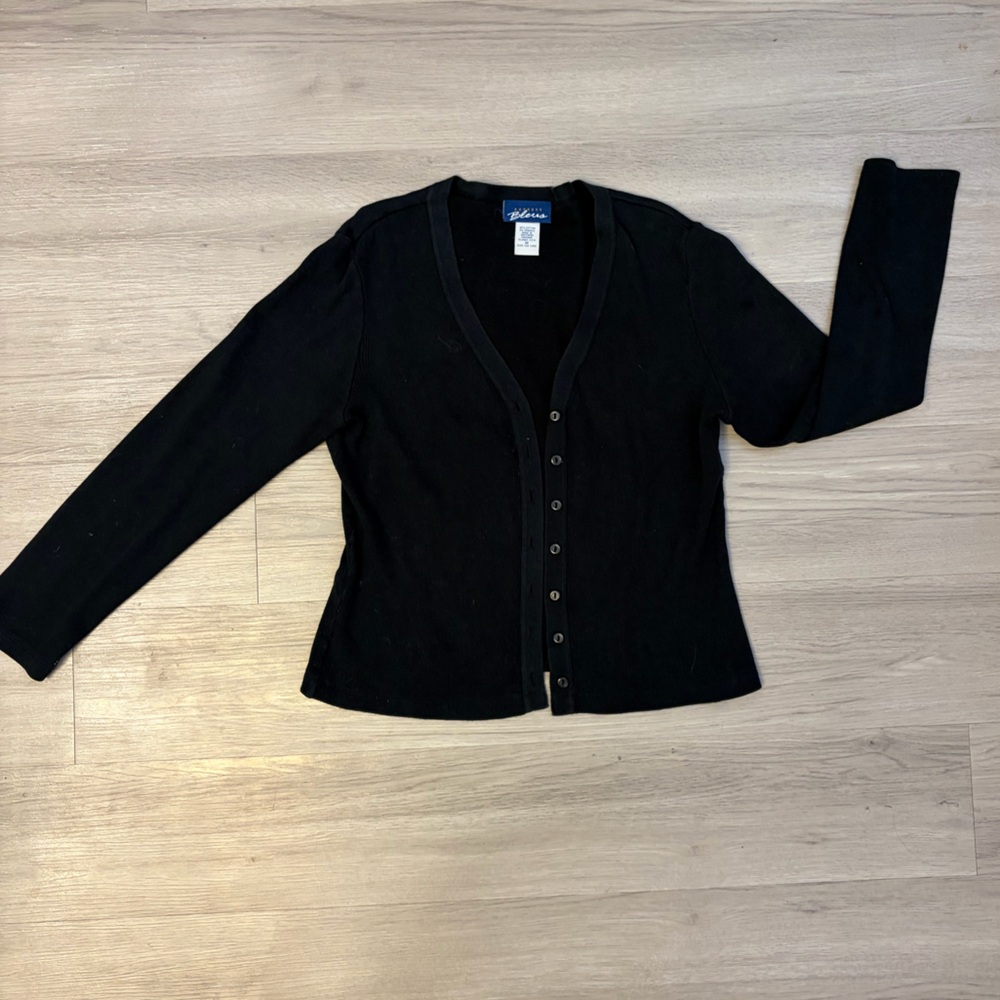 Express Bleus Black Button-Front Women's Sweater Cardigan